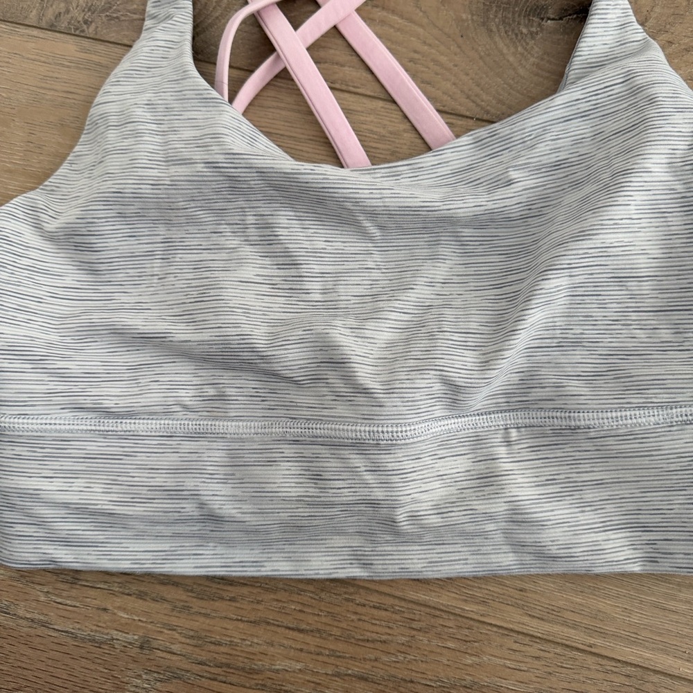 Lululemon Athletica Heather Gray and Pink Cross-Back Bra - Picture 2 of 6